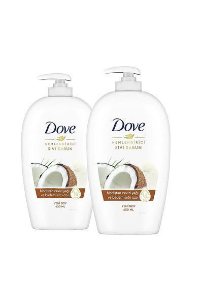 Dove Moisturizing Liquid Soap Coconut Oil and Almond Milk Essence 450 ml X2 Pieces