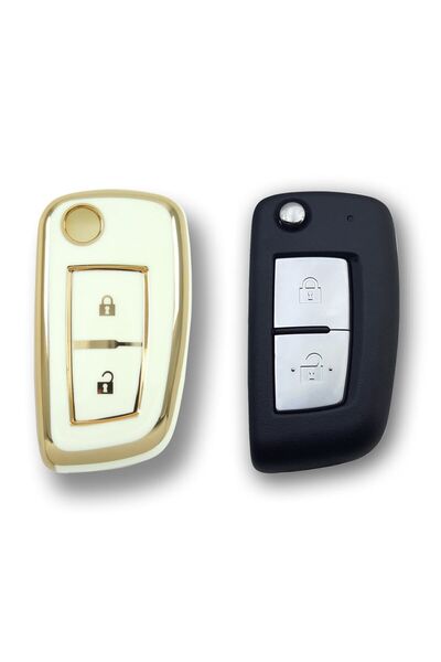 GMA KEYS Lux Nissan Qashqai, Juke, Micra Switchback 2 butoane Nano Carcasa cheii Aur alb Culoare 1. Calitate