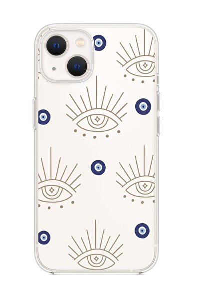 mooodcase iPhone 15 Uyumlu Evil Eye Desenli Premium Şeffaf Silikon Kılıf