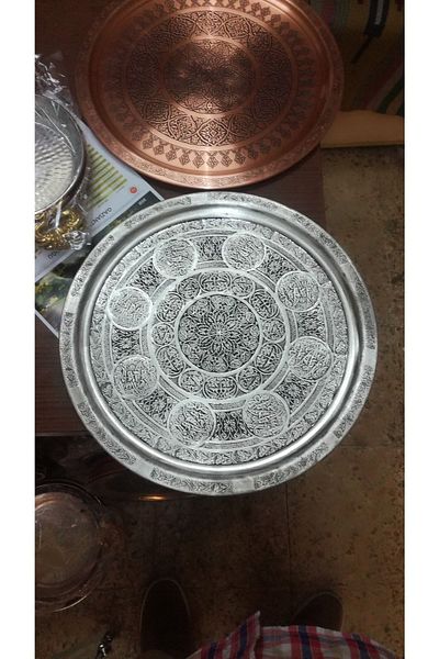 Ustası Antepte Decorative Copper Tray Presentation Holder 35 Cm