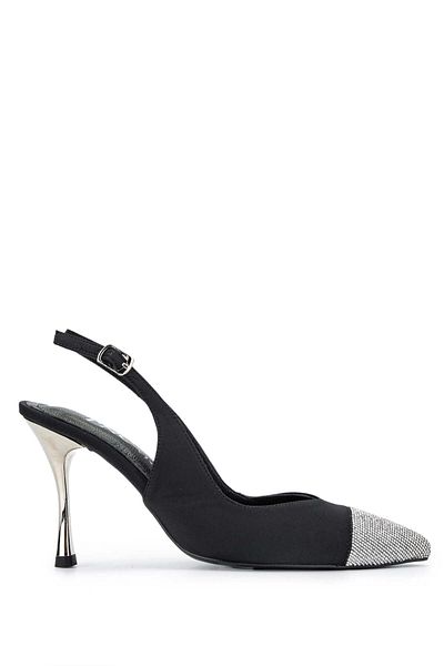 Tamer Tanca Black Satin Textile Women's Heeled Shoes
