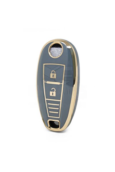 GMA KEYS Lux Suzuki Vitara Sx4 Swift Ignis Baleno 2 butoane fără întrerupător Nano Carcasă pentru chei Culoare gri aur