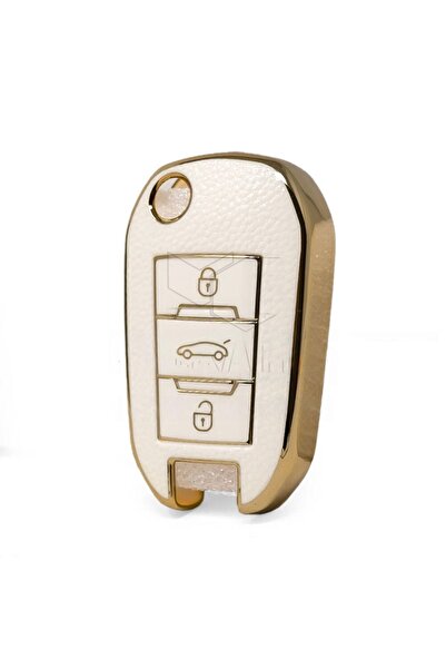 GMA KEYS حافظة مفاتيح فاخرة بيجو 208 308 508 2008 3008 5008 Rifter لون ذهبي أبيض