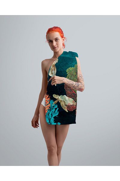 YORKADESIGN Beach and Sea Towel - Colorful Turtle Pattern Print