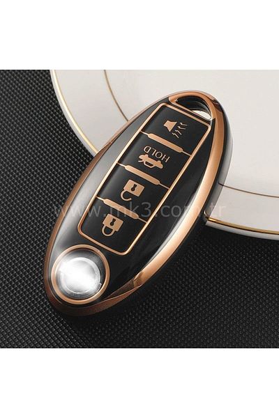 GMA KEYS Luxury Nissan Pathfinder Murano Altima Titan 4 Button Nano Key Case Black Gold Color
