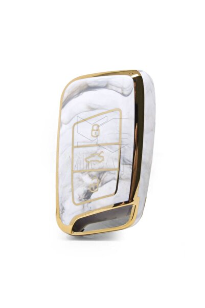 GMA KEYS Lux Passat B8 și Super B Carcasă Nano Key cu 3 butoane cu model de marmură