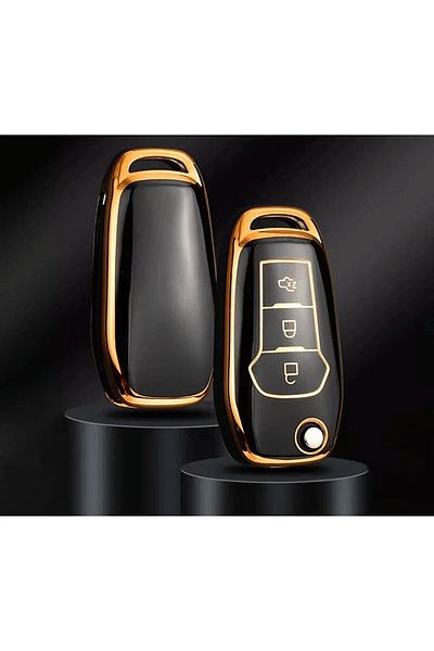 GMA KEYS Luxury Ford Fiesta Ecosport Focus 4 Mondeo Ranger 3 Push Button Switch Nano Key Case Black Gold Color