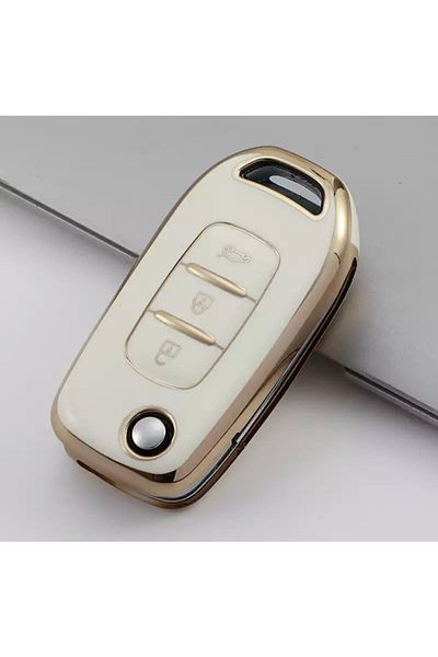 GMA KEYS Renault Express 3 Button Switch Nano Key Case White Gold 1st Quality