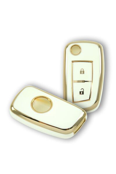 GMA KEYS Lux Nissan Qashqai, Juke, Micra Switchback 2 butoane Nano Carcasa cheii Aur alb Culoare 1. Calitate