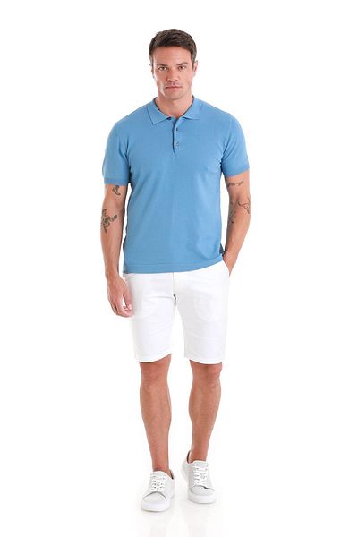 Hatemoğlu Μπλουζάκι με μονόχρωμο λαιμό πόλο Indigo Regular Fit