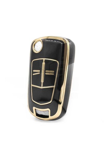 GMA KEYS Luxury Opel Astra H Corsa D 2 Button Nano Protection Key Case Black Gold Color