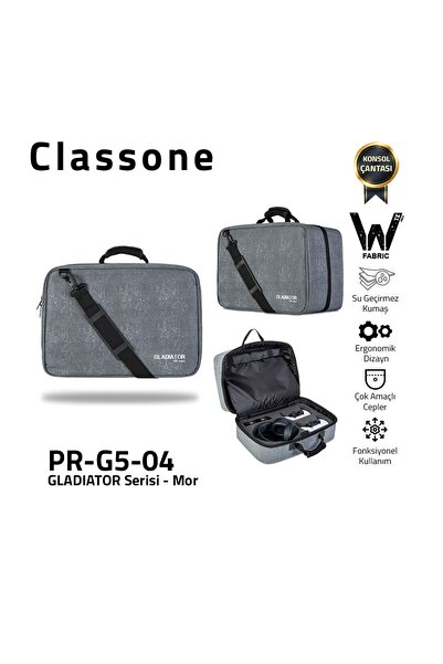Classone PR-G5-04 Gladiatör G5 Serisi Oyun Konsolu Taşıma Çantası - Gri
