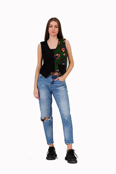 İna Vestă de iarnă cu model original Divitin Pazen, folosibilă pe două fețe