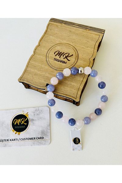 MK tasarım REAL PINK PURPLE QUARTZ STONE BRACELET MK.021.011
