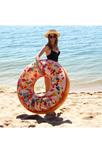 teknotrust Çok Renkli Dev Boy Gökkuşağı Donut Simit Şişme Deniz Havuz Simidi ...