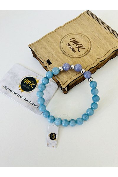 MK tasarım REAL BLUE - PURPLE QUARTZ STONE BRACELET| IN SPECIAL BOX| CUSTOMER WITH CARD MK.003.001-1