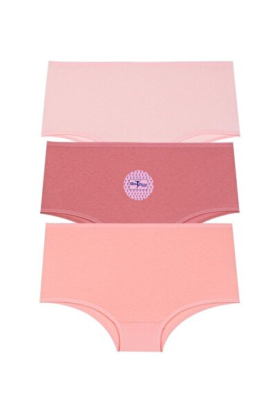 MİSS ELİZZA High Waist Women's Panties Salmon-Puppy-Mouth-Open Salmon 3 Pieces