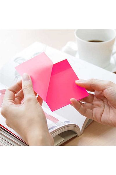 Stickn Transparent Sticky Note Paper & Post It Transparent Pink 76x76 Mm