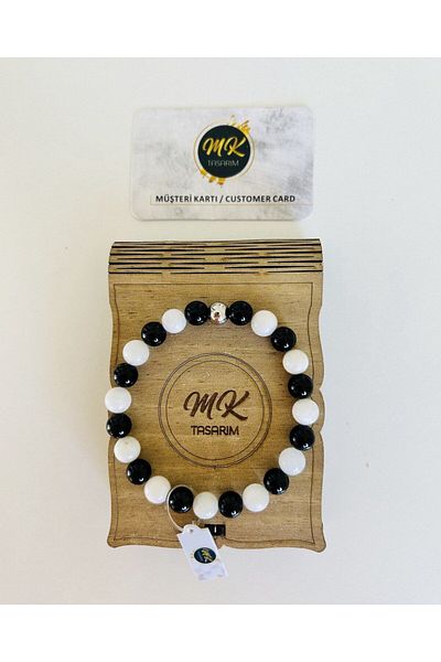 MK tasarım Real Moonstone Onyx Stone Bracelet Mk.021.005