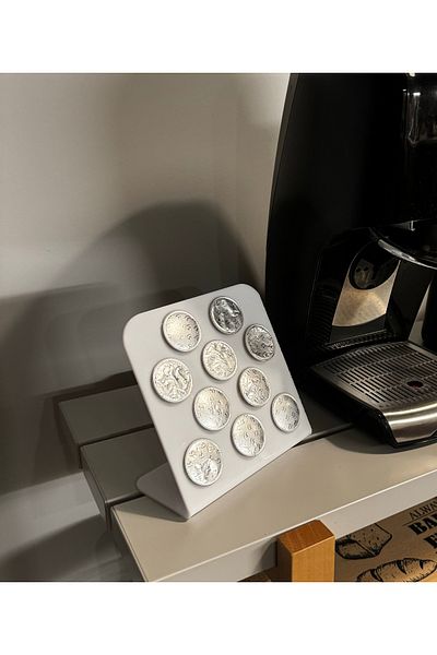 Trend Pleksi حامل قهوة كبسولة (متوافق مع NESPRESSO وJACOBS بسعة 10 كبسولات باللون الأبيض)