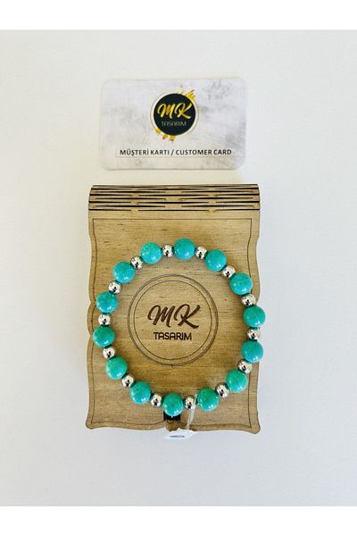 MK tasarım REAL TURQUOISE STONE BRACELET| IN THE SPECIAL BOX| CUSTOMER CARD| MK.016.001