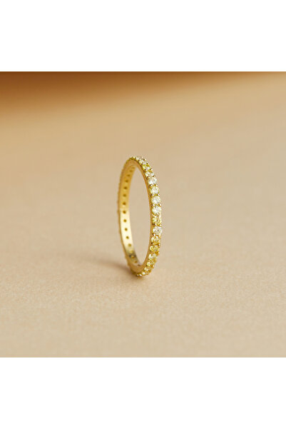 Akgül Silver 925 Ayar Sitrin Ve Elmas Zirkon Taşlı Tam Tur Gümüş Yüzük