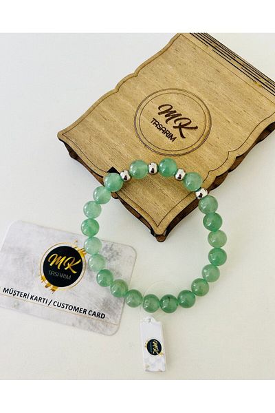 MK tasarım Real Aventurine Stone Bracelet| In Special Box| Mkt0004 with Customer Card