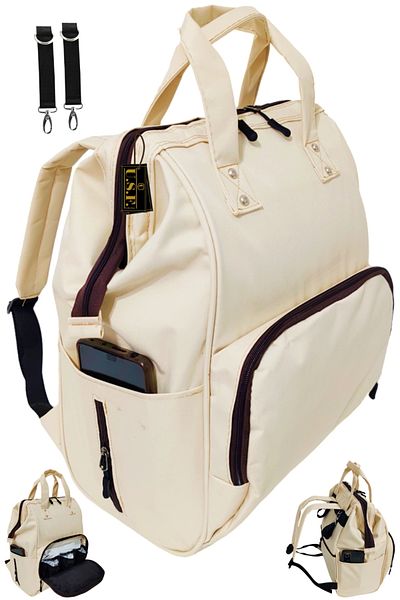 USF Baby Care Bag Organizer Functional Mother Baby Care Backpack-cream