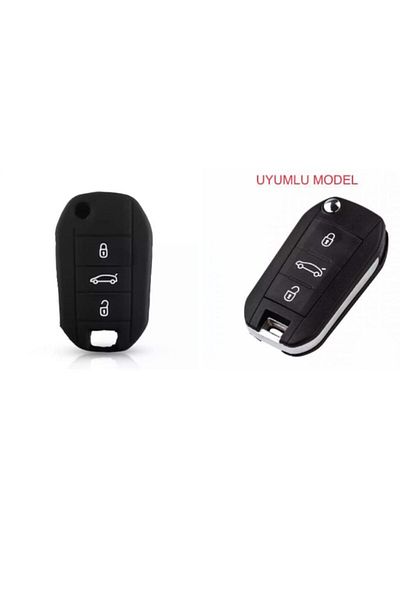 Opel Grandland X Silicone Key Protection Case with Switchblade Black Color
