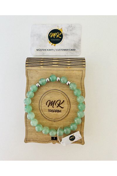 MK tasarım Real Aventurine Stone Bracelet| In Special Box| Mkt0004 with Customer Card