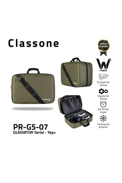 Classone PR-G5-07 Gladiatör G5 Serisi Oyun Konsolu Taşıma Çantası - Yeşil