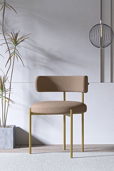 AVVİO Matilda Mat Gold Metal Mutfak Sandalyesi Yemek Odası Sandalyesi Makyaj Sandalyesi (TEDDY SANDALYE)