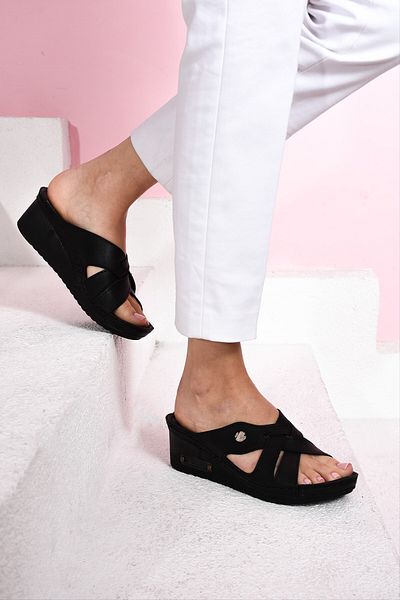 AlbiShoes Papuci de damă anatomici moi cu tocuri cu pană de 5,5 cm - Utilizare zilnică confortabilă
