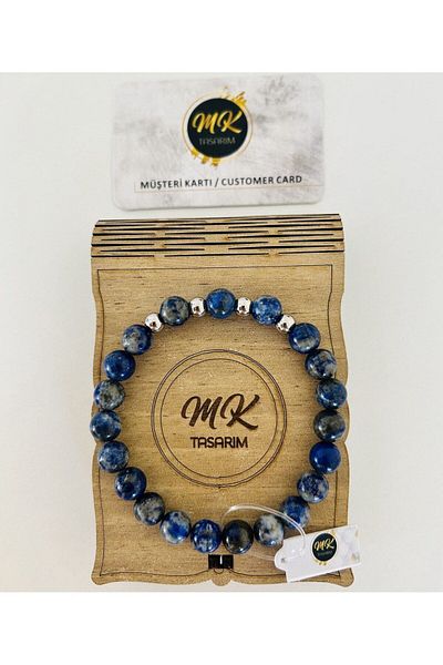 MK tasarım REAL LAPIS LAZULİ STONE BRACELET| IN SPECIAL BOX| CUSTOMER WITH CARD MK.200.2