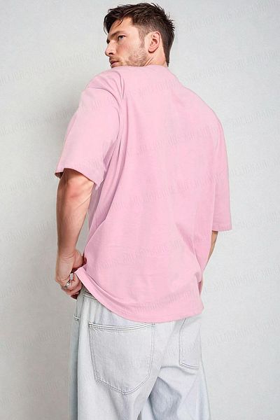 Teenage Millionaire Ανδρικό ροζ Basic απλό Unprinted Oversize μπλουζάκι Salas Boyfriend