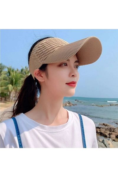 by.accessoriess Women's Sunscreen Summer Knitted Patterned Visor Visor Hat