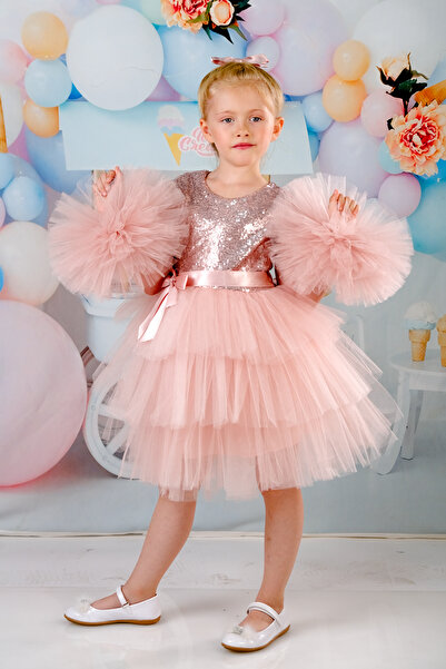 Mixie Βραδινό φόρεμα γενεθλίων για πάρτι για κορίτσια με πόρπη με μανίκια