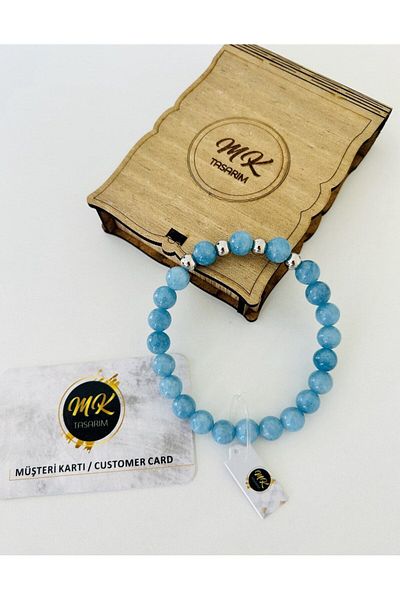 MK tasarım REAL BLUE QUARTZ STONE BRACELET