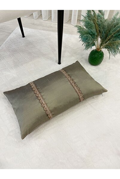 Brillant İthal Ipek (SİLK) Kırlent Yastık Kılıfı Kordonlu (30X50) (VİZON KAHV...