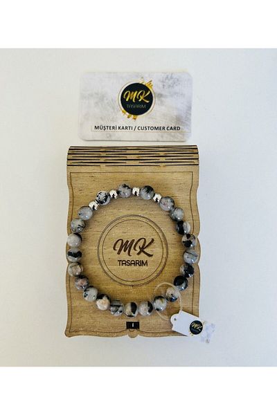 MK tasarım Real Rutil Quartz Stone Bracelet| In Special Box| Customer Card Mk.001.007-3