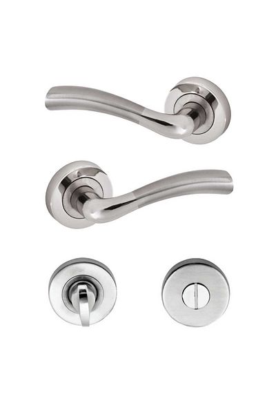Sofuoğlu Macro Door Handle (Wc - Bathroom) Nickel - Satin with Round Rosette