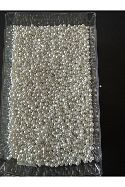 LİVZA BİJUTERİ BEYAZ   renk Cam inci boncuk 4 mm 100 gram