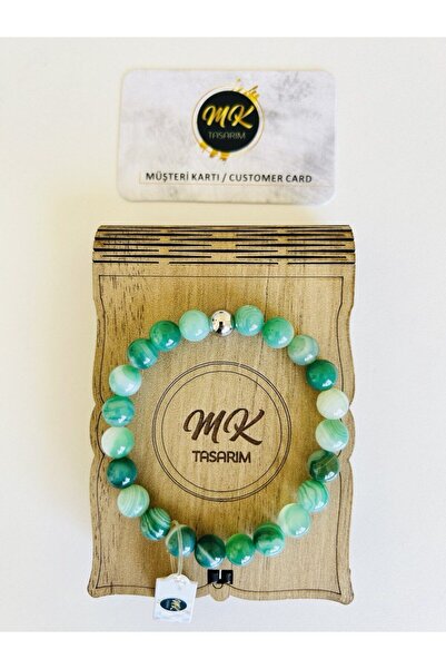 MK tasarım سوار من حجر العقيق باللون الأخضر الحقيقي| في صندوق خاص| بطاقة العم...