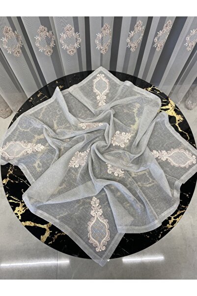 Guzcahome 90×90cm Düz Keten Dokuma Özel Nakış Işlemeli Doğal Kumaş Otantik Se...