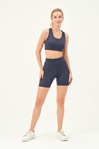 ZICCHO Ψηλόμεσο ποδηλατικό κολάν Navy Blue με ραβδώσεις