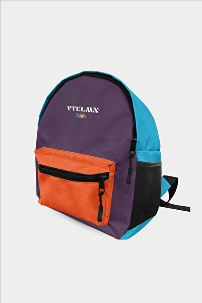 Vatkalimon Orange Purple Blue Nursery School Backpack for Kids