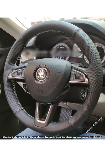 imza direksiyon kılıfı Skoda Octavia 2015-2017 Araca Özel Dikmeli Direksiyon ...