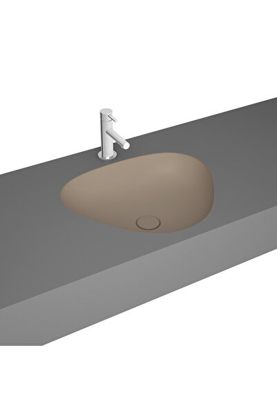 VitrA Plural 7812B474-1083 Üçgen Tezgahaltı Lavabo, 47 cm, Mat Kil Beji