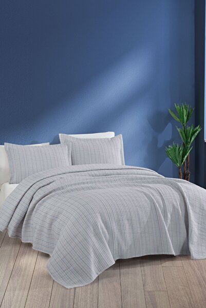 Elart Смугасте покривало на двоспальне ліжко (240x250 см) Сіре