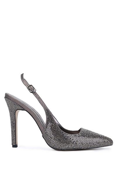 Tamer Tanca Genuine Leather Women's Metallic Heeled Shoes